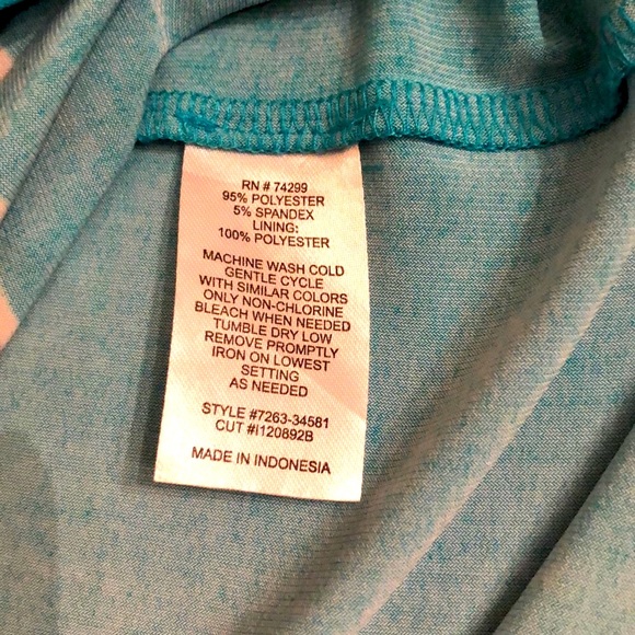 SWIM COVER DRESS 1X BLACK TURQUOISE MANDALA TANK DRESS 16  OR LONG TOP M - Picture 8 of 8